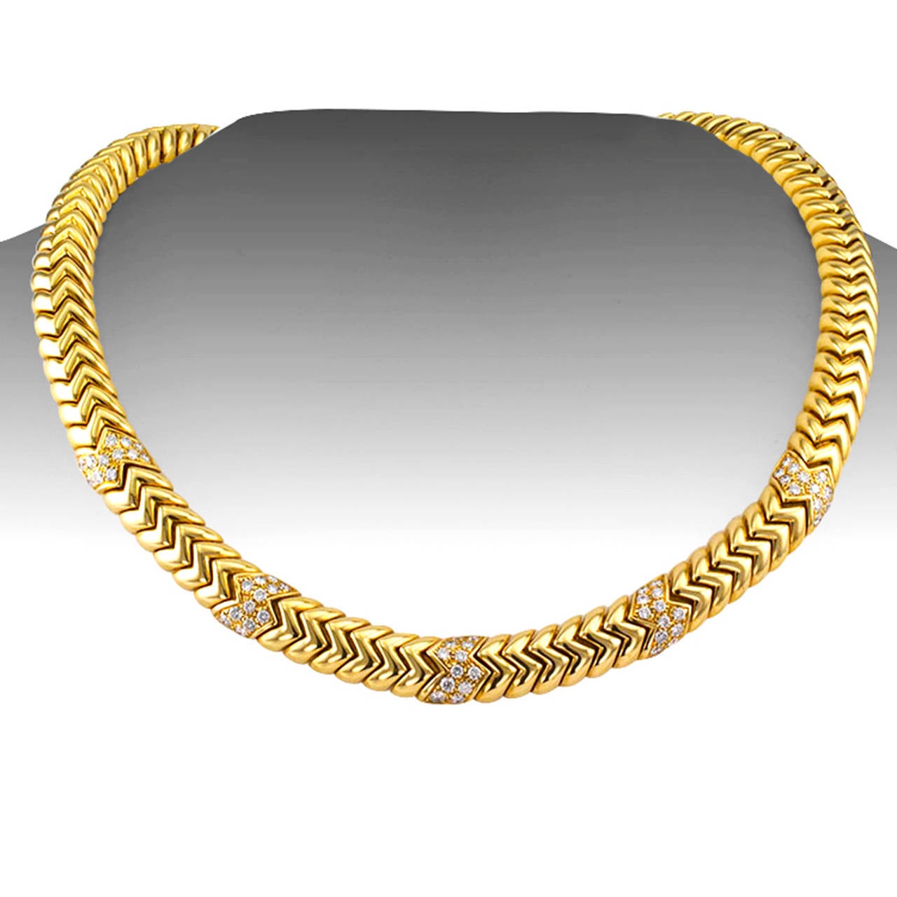 Bvlgari 18 Karat Gold And Diamond Spiga Necklace

