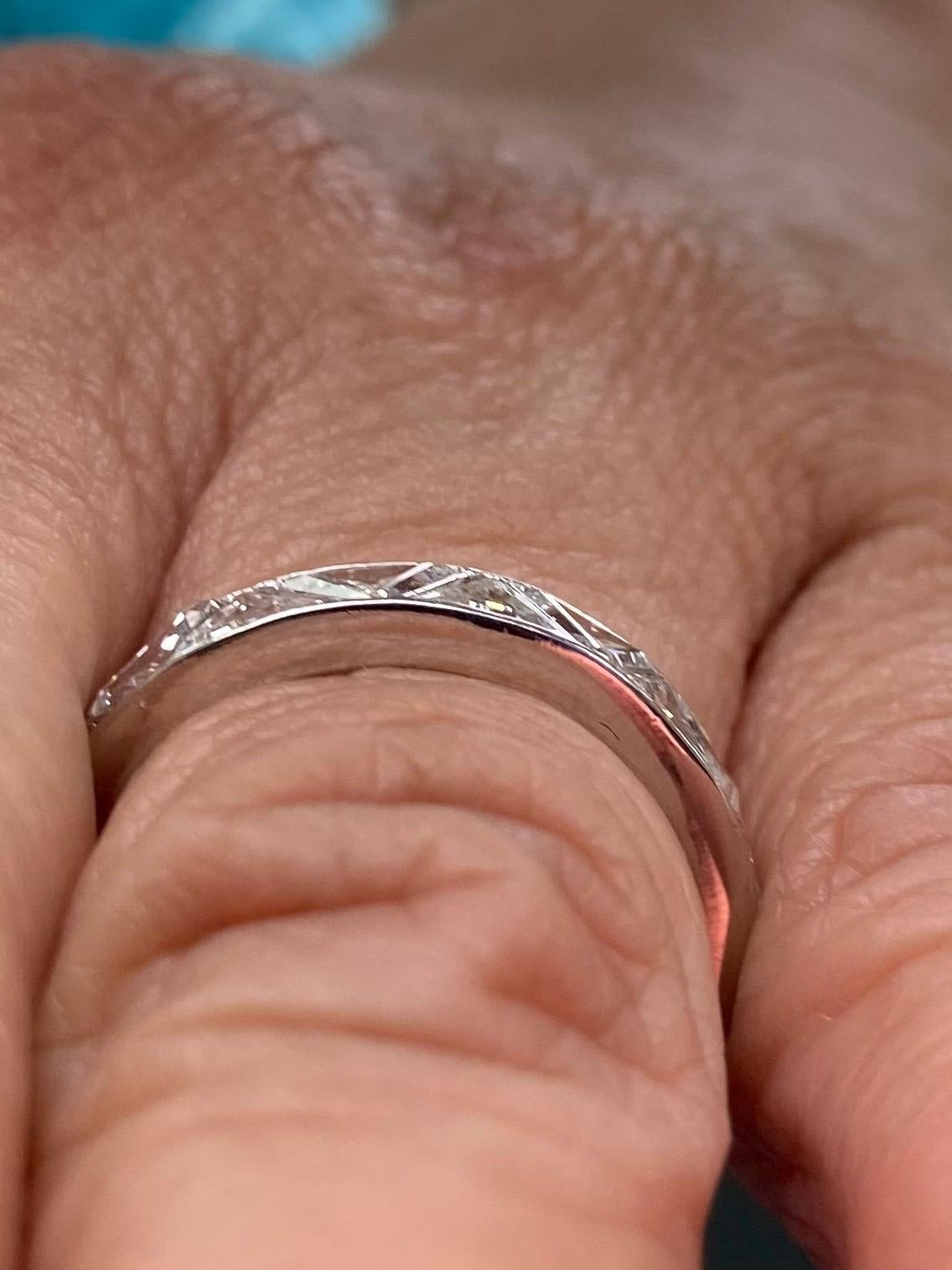 Women's Triangular Cut Diamonds Palladium Eternity Ring