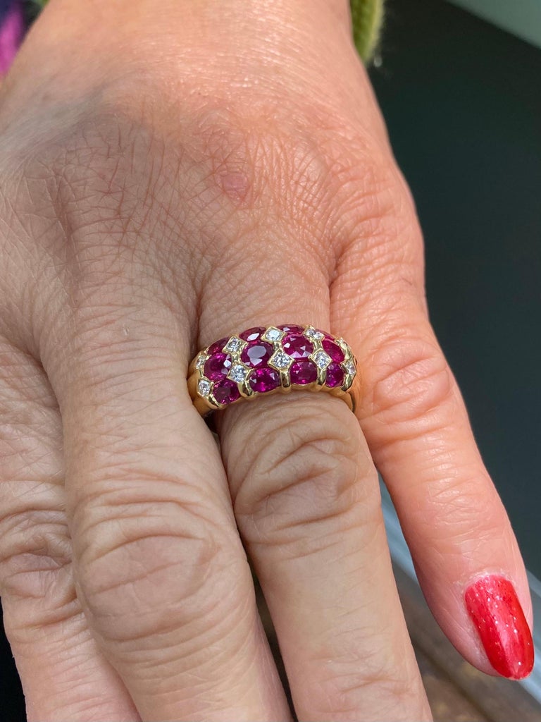 Ruby Diamond Yellow Gold Ring Band For Sale at 1stDibs