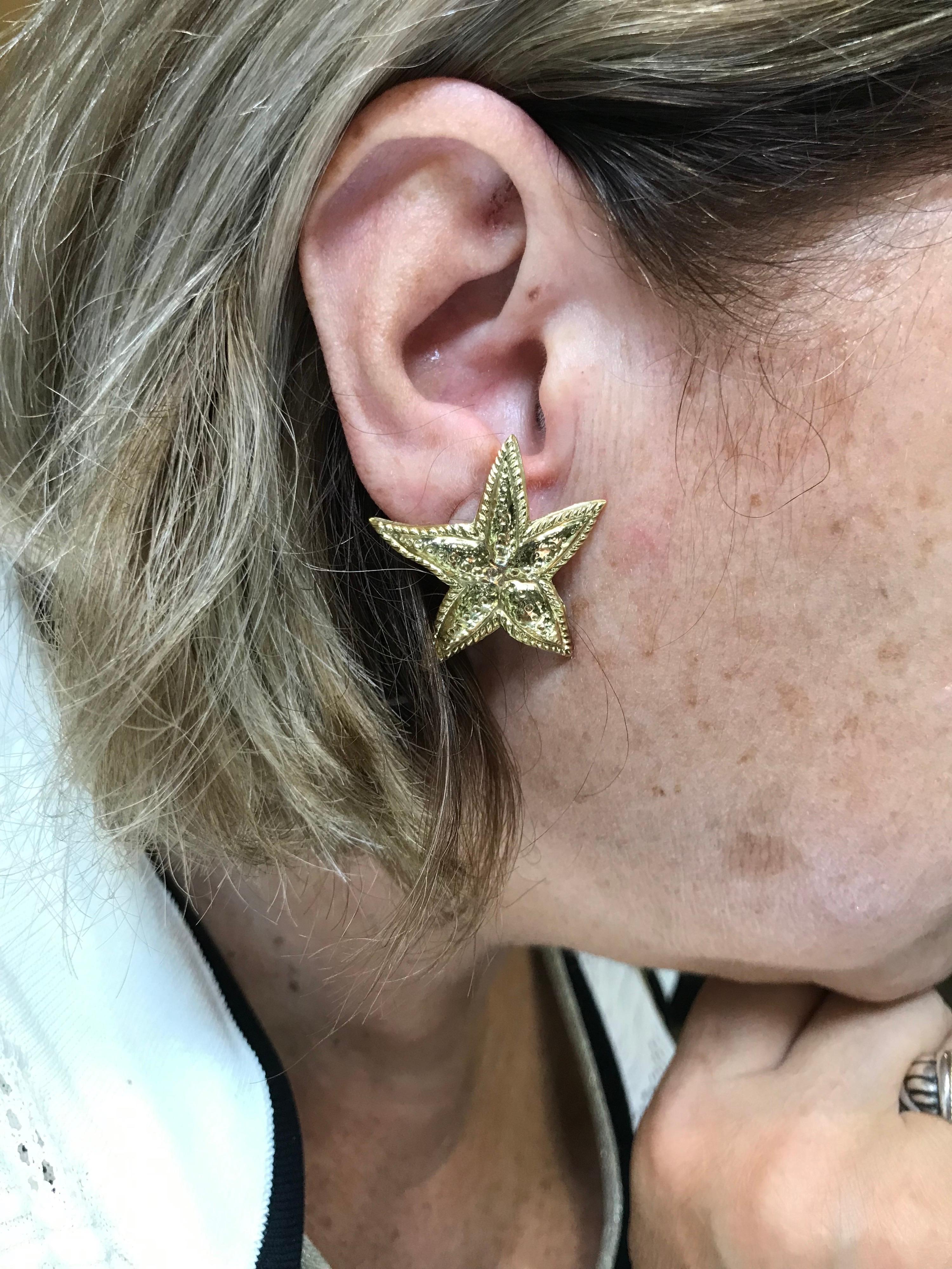 Artisan Starfish Gold Clip On Earrings