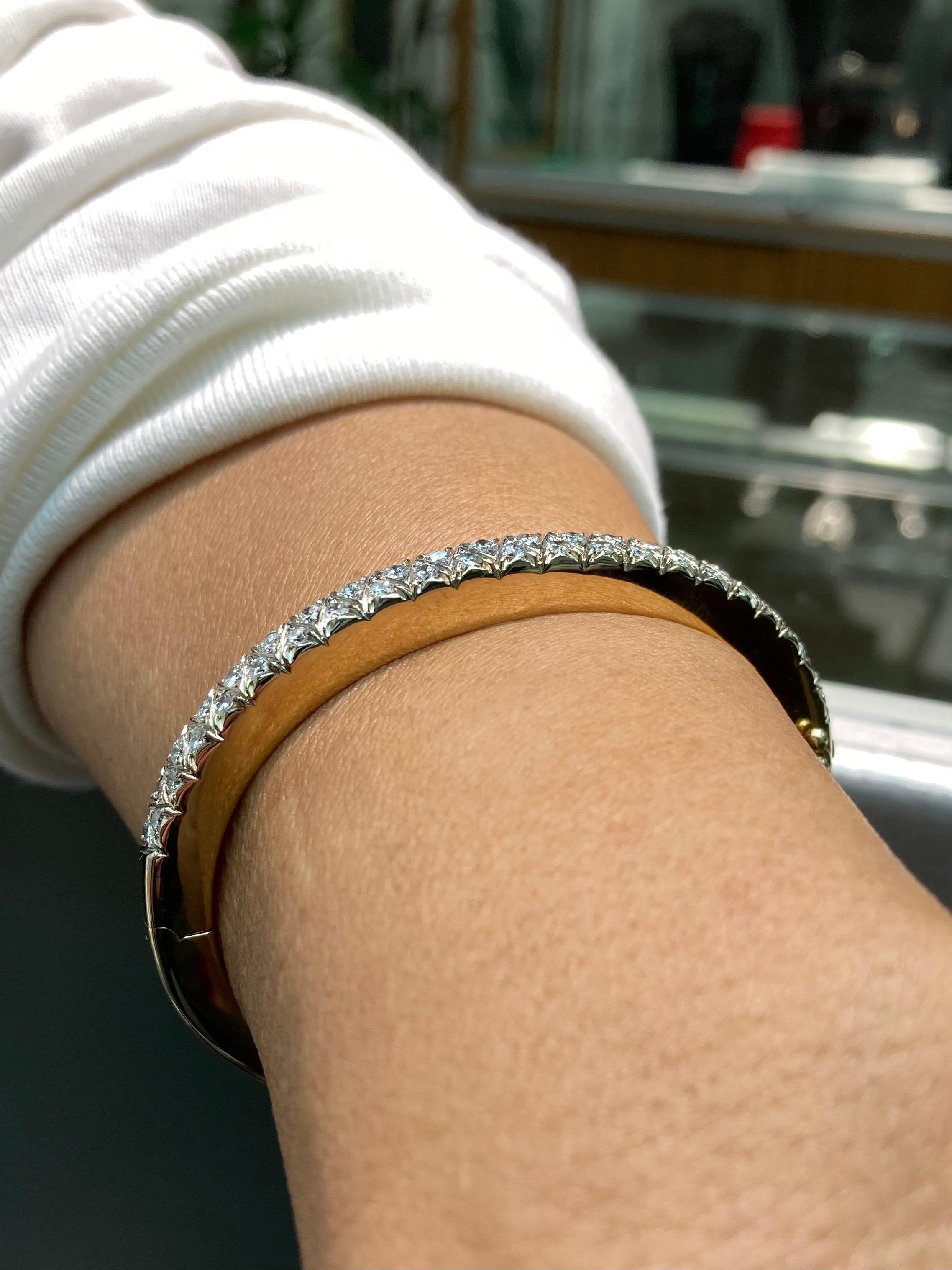Women's Estate Diamond Yellow Gold Hinged Bangle Bracelet