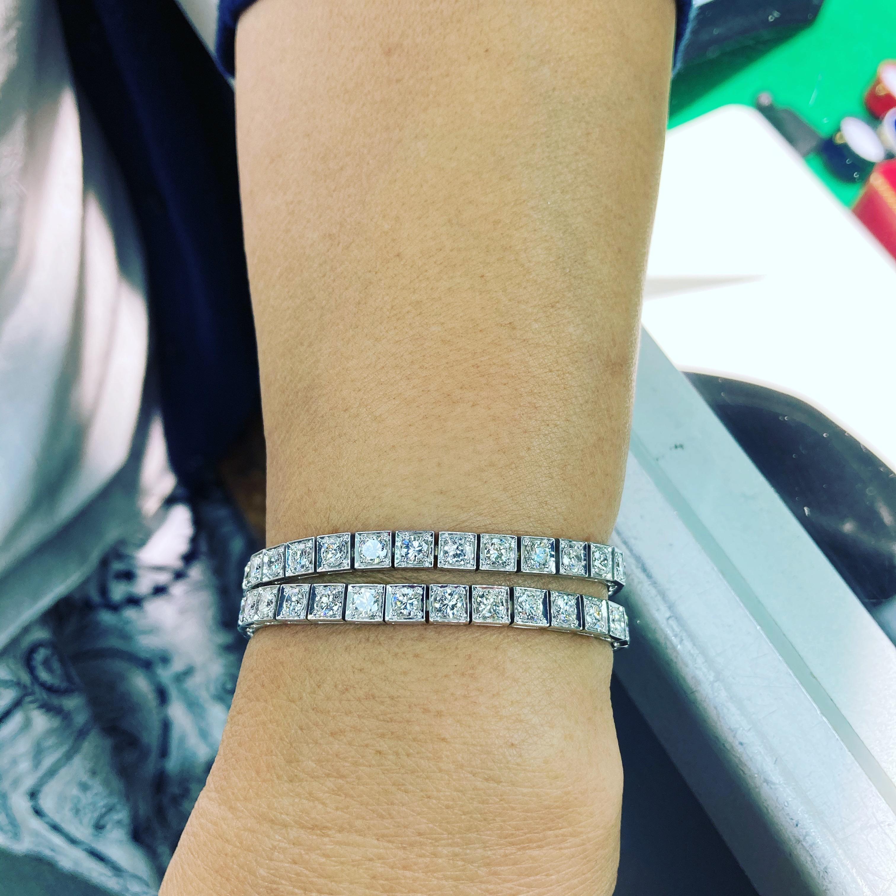 Estate Diamond Platinum Matching Line Bracelets 2