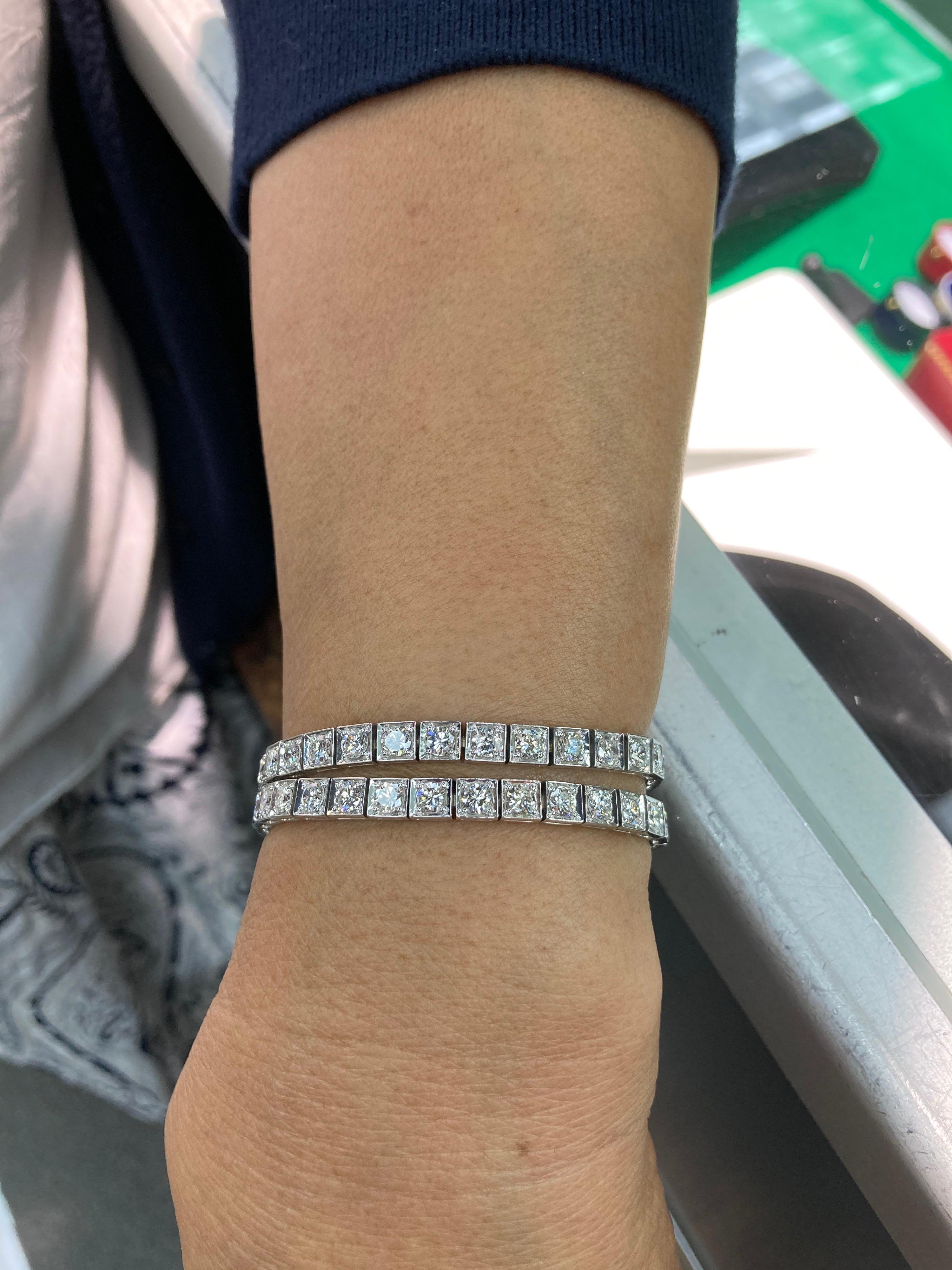 Estate Diamond Platinum Matching Line Bracelets 3