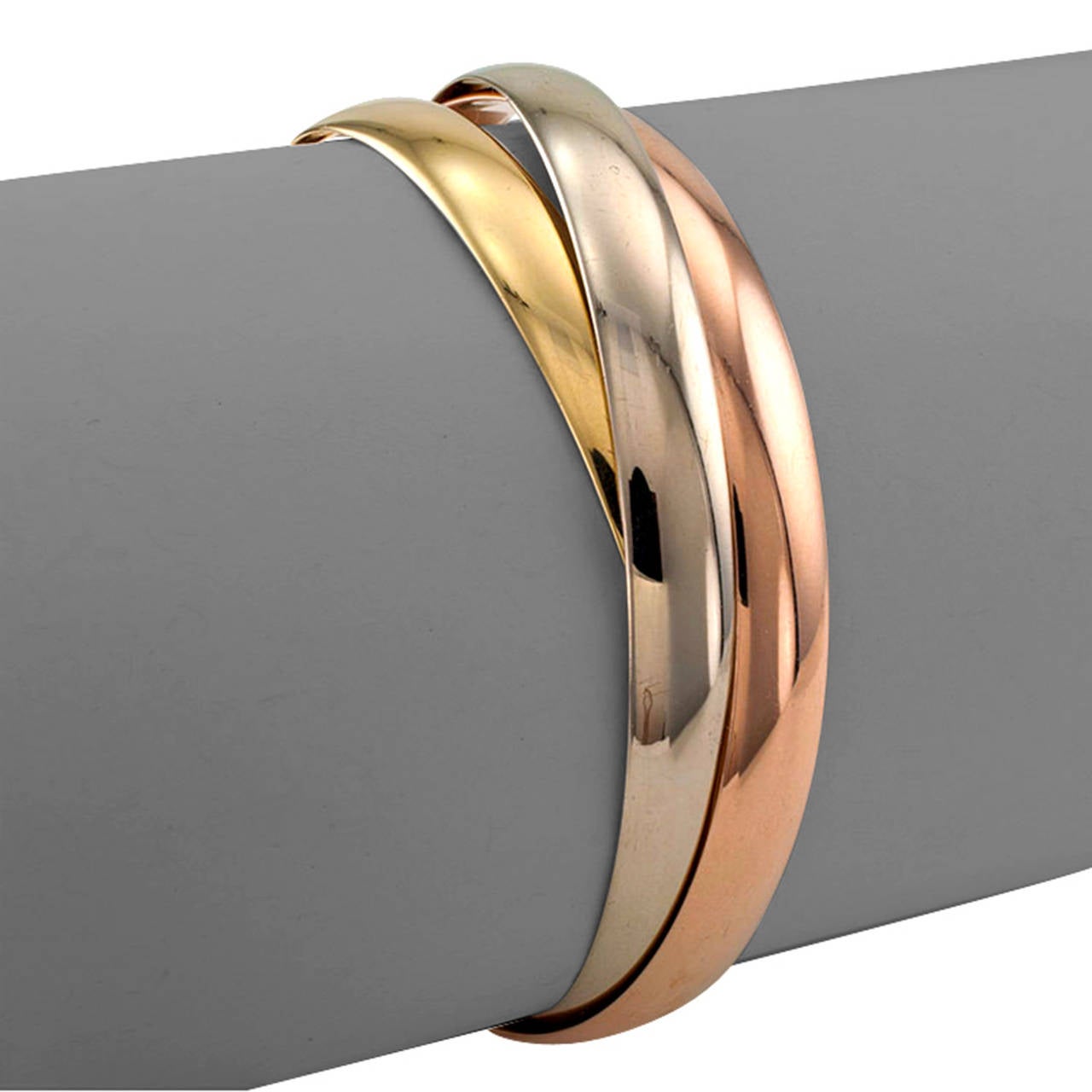 Contemporary French Tricolor Gold Slip On Bangles