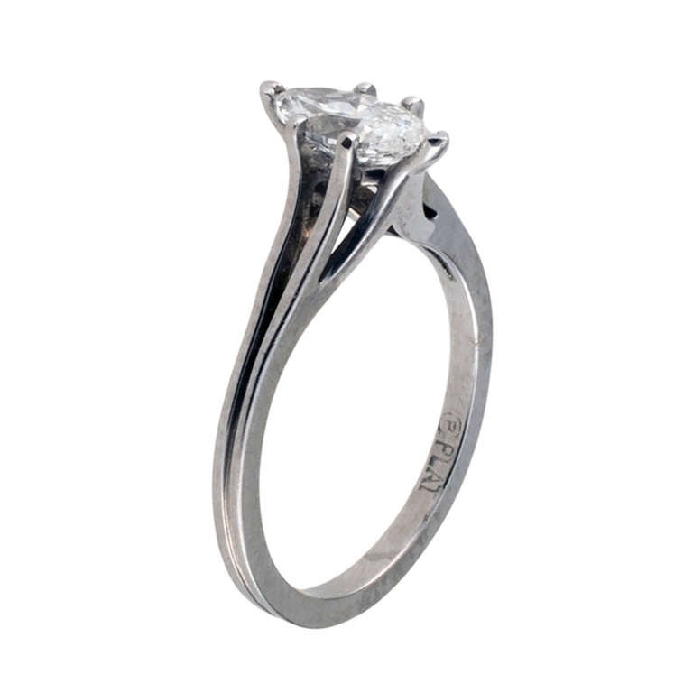 Contemporary D Color Marquise Diamond Platinum Engagement Ring