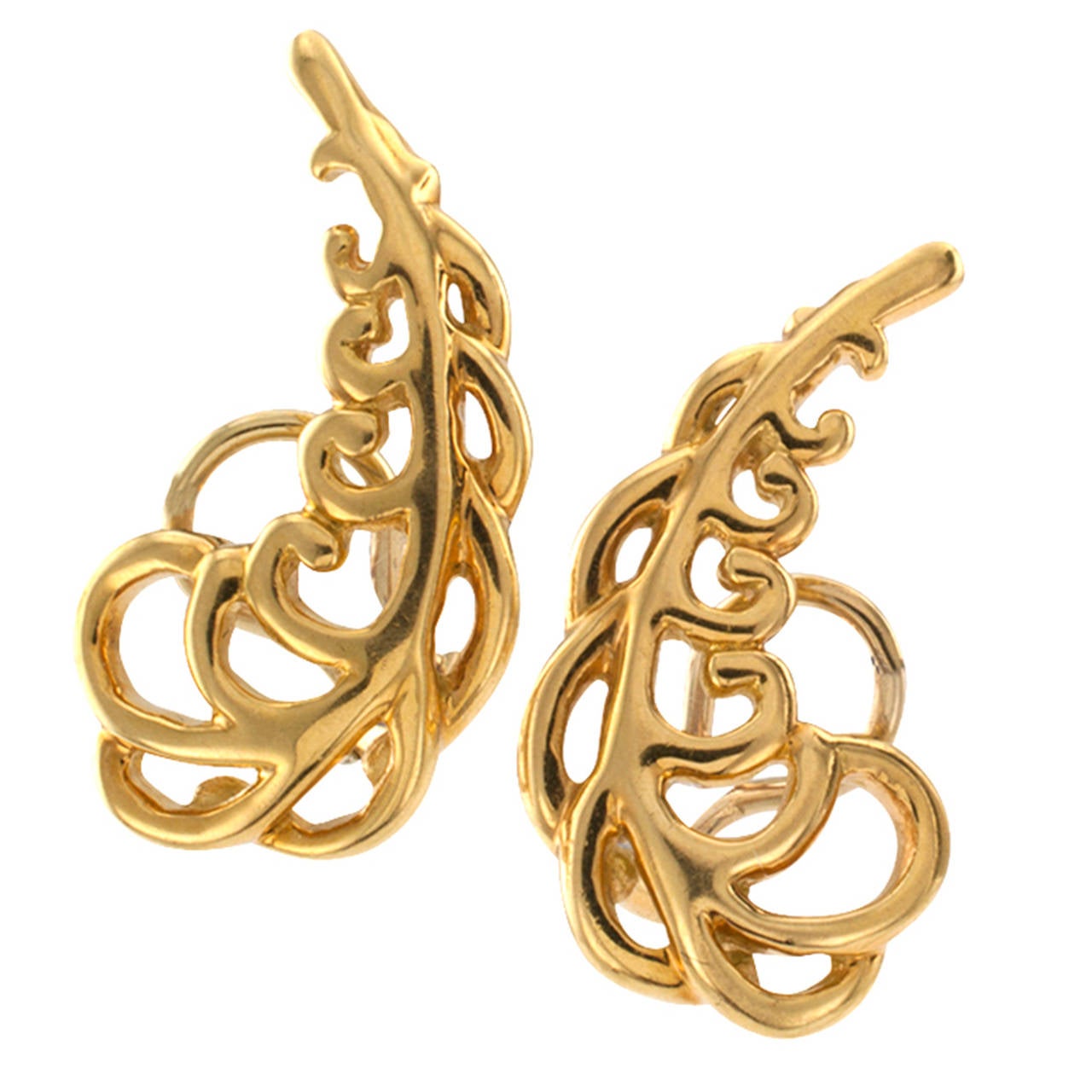 Tiffany & Co. Paloma Picasso Gold Earrings In Excellent Condition In Los Angeles, CA