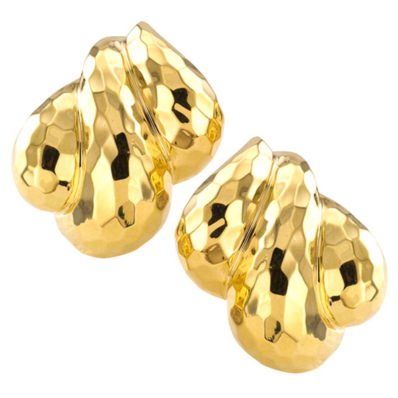 Henry Dunay Hammered Gold Ear Clips