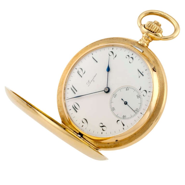 Longines Yellow Gold Hunting Case Pocket Watch circa 1911