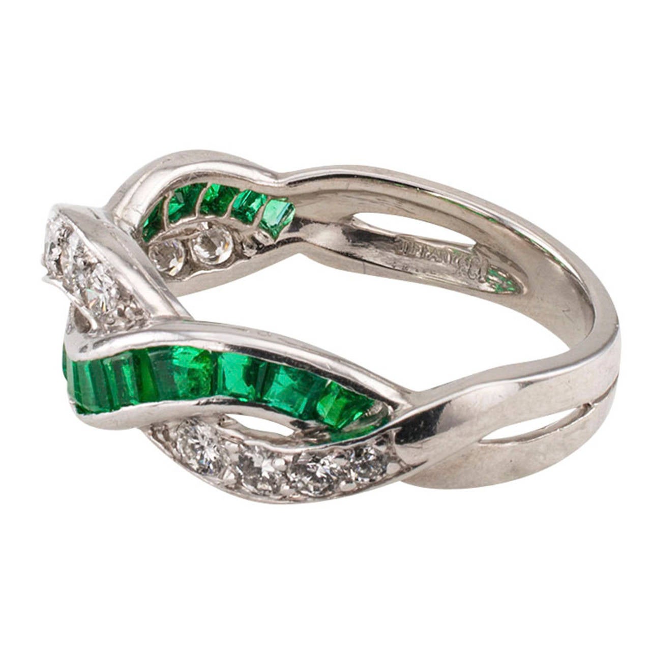 Tiffany & Co. Emerald And Diamond Ring In Excellent Condition In Los Angeles, CA
