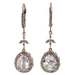 Rose-Cut Diamond Gold Drop Earrings