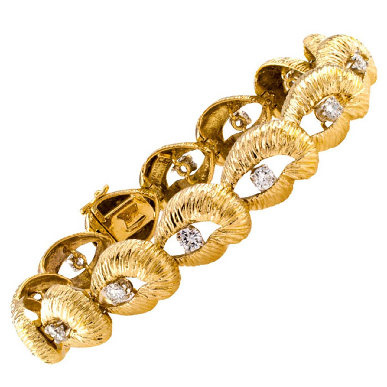 French Wander Diamond Gold Link Bracelet