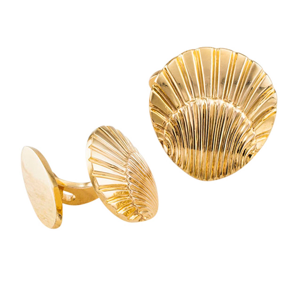 Modern Gold Shell Motif Cufflinks