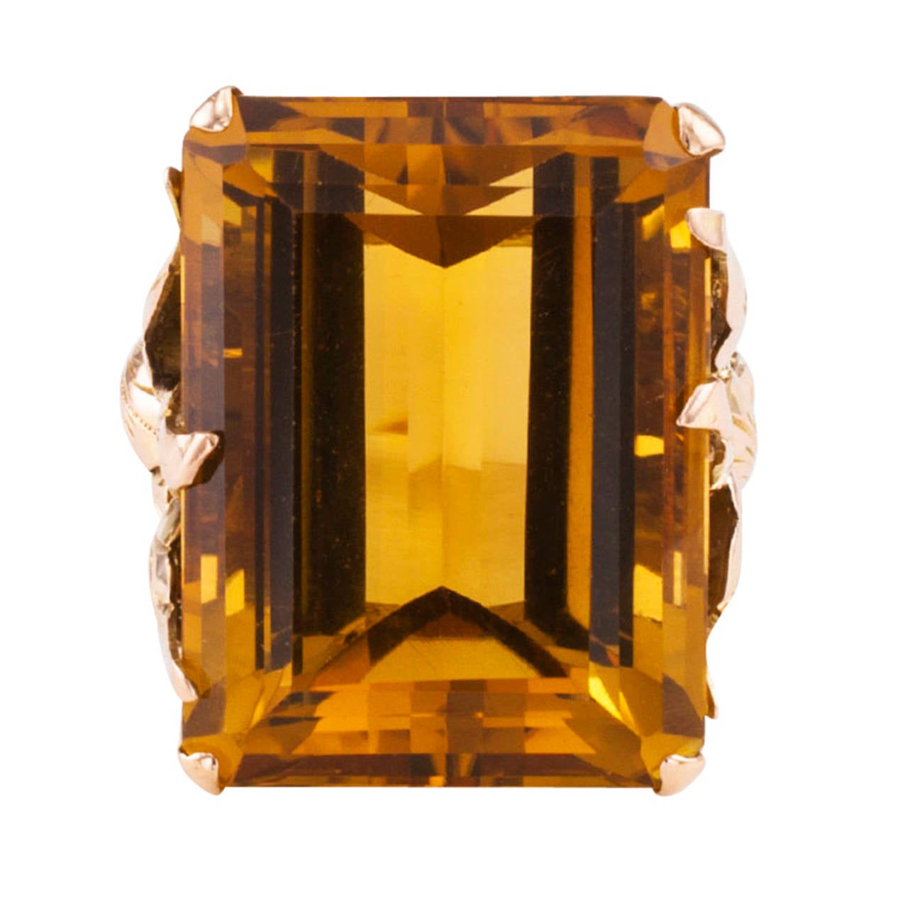 Retro 50 Carat Citrine Gold Cocktail Ring