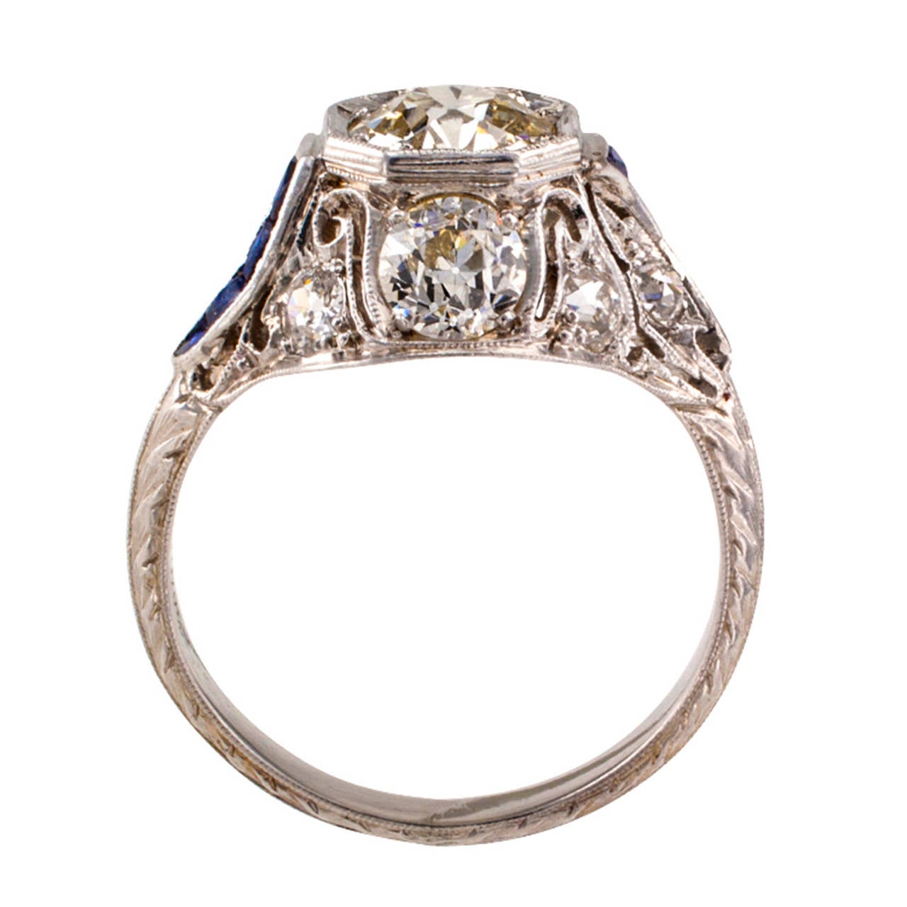 Women's 1920s Art Deco 1.00 Carat Diamond Platinum Ring