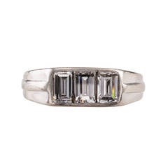 Art Deco Diamond Three Stone Platinum Band