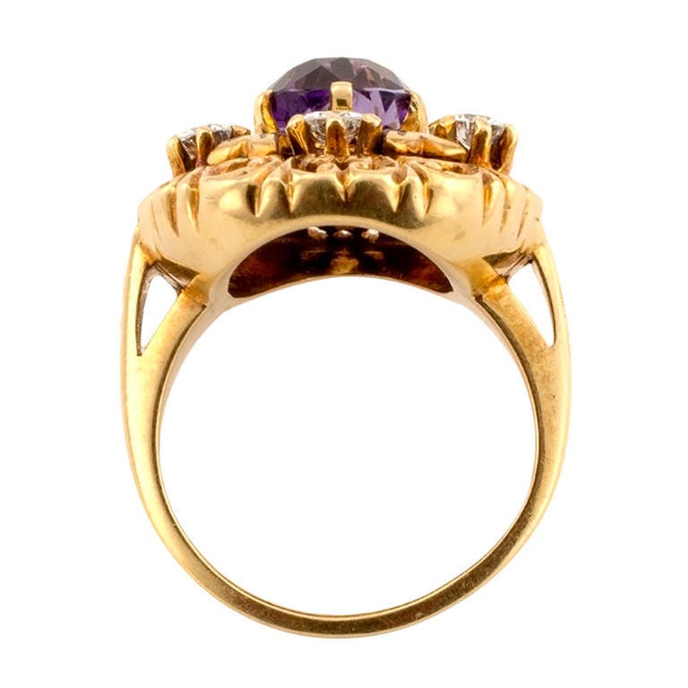 Victorian Amethyst Diamond Gold Dinner Ring
