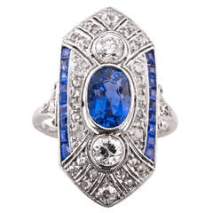 Unique Art Deco Sapphire Diamond Dinner Ring