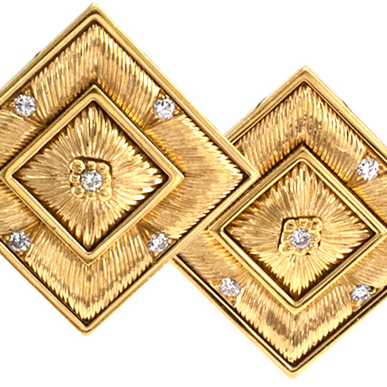Contemporary Buccellati Diamond Textured Gold Earrings