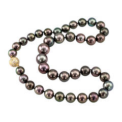 Retro Black Tahitian Cultured Pearl Necklace