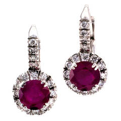 Contemporary Ruby Diamond Cluster Earrings 11
