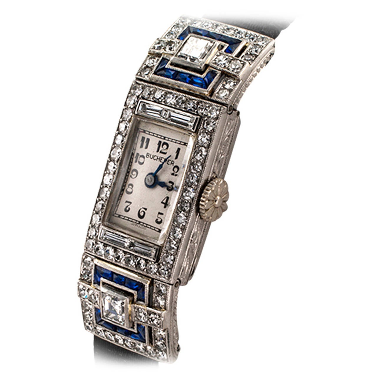Bucherer Lady's Platinum Diamond Art Deco Wristwatch
