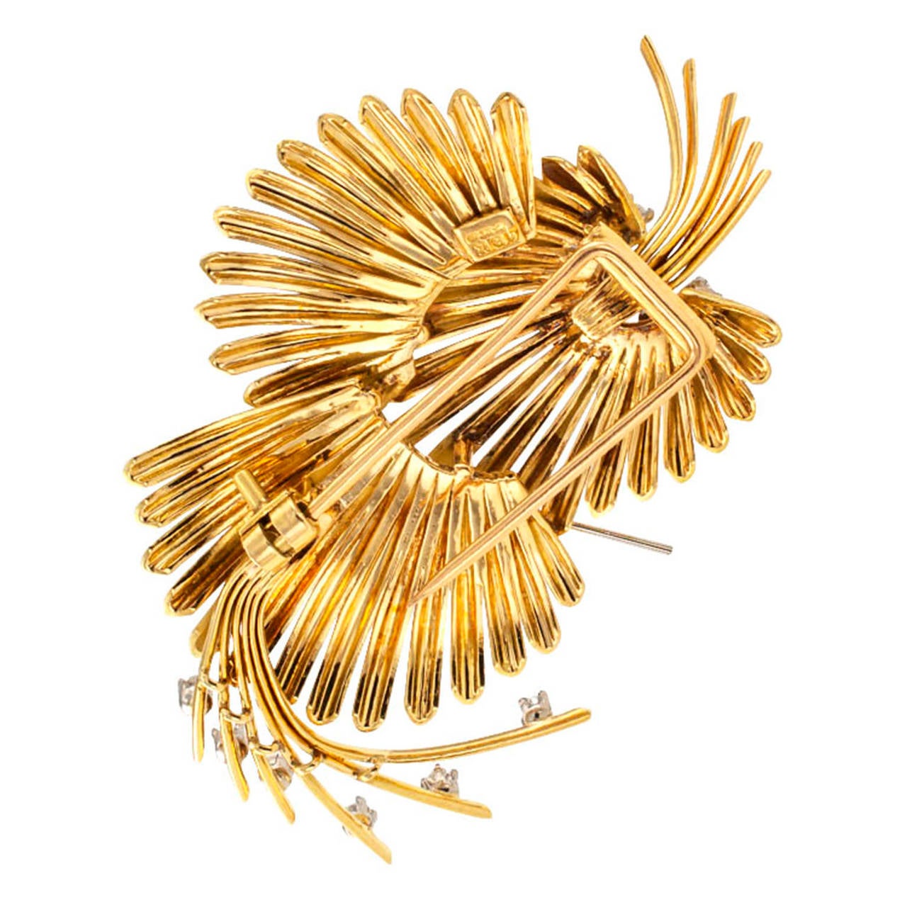 Women's 1960s Handmade Diamond Gold Brooch