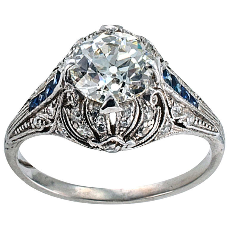 Art Deco Very Fine 1.56 Carat Diamond Gold Platinum Engagement Ring