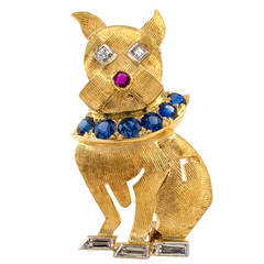 Vintage Boxer Dog Gold Clip Brooch