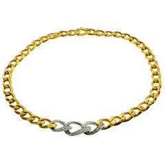 Elegant Diamond and Gold Link Necklace
