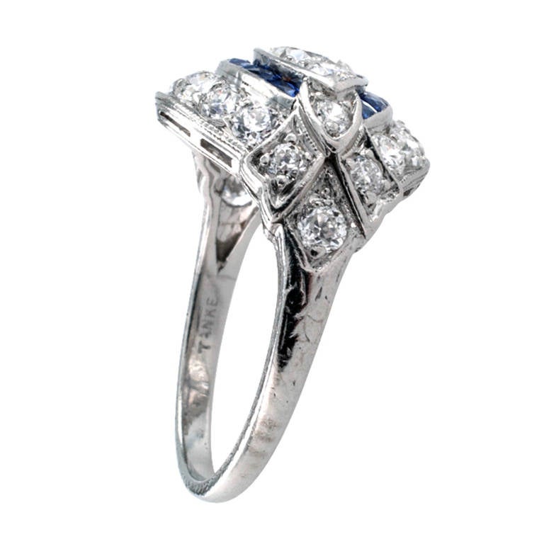 Women's Art Deco Diamond and Sapphire Ring