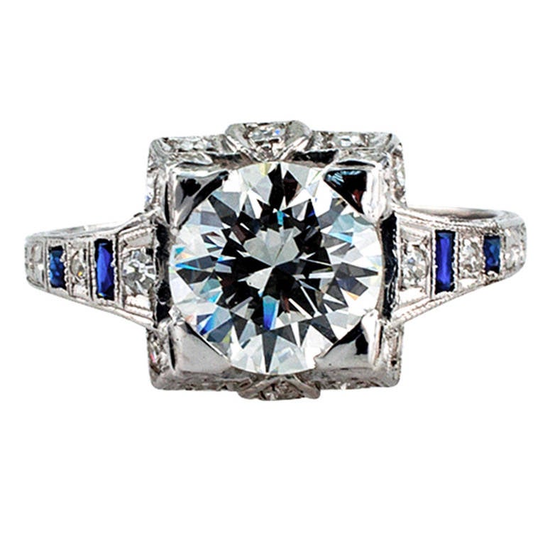 Art Deco 1.50 Carat Diamond Platinum Engagement Ring