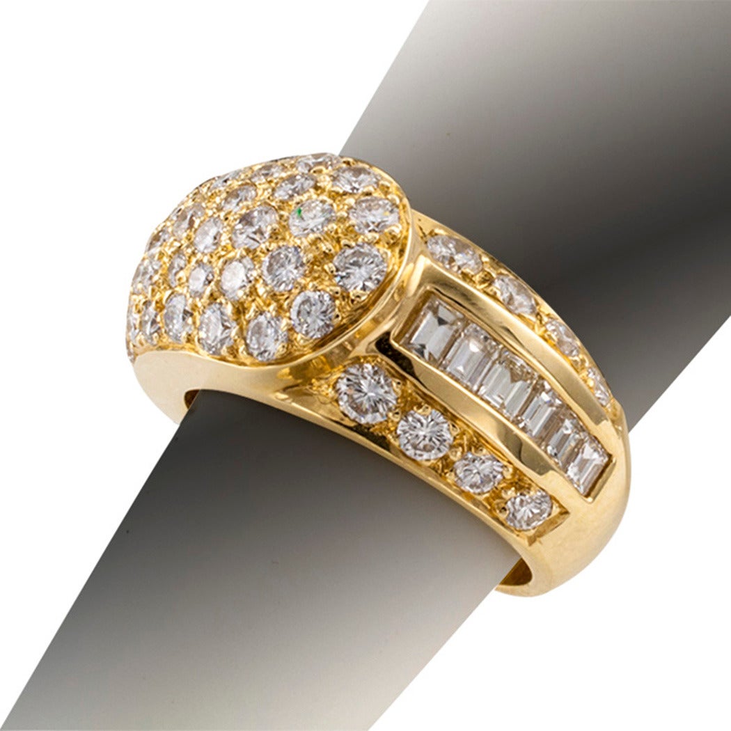 Contemporary Diamond Pave Gold Buckle Ring