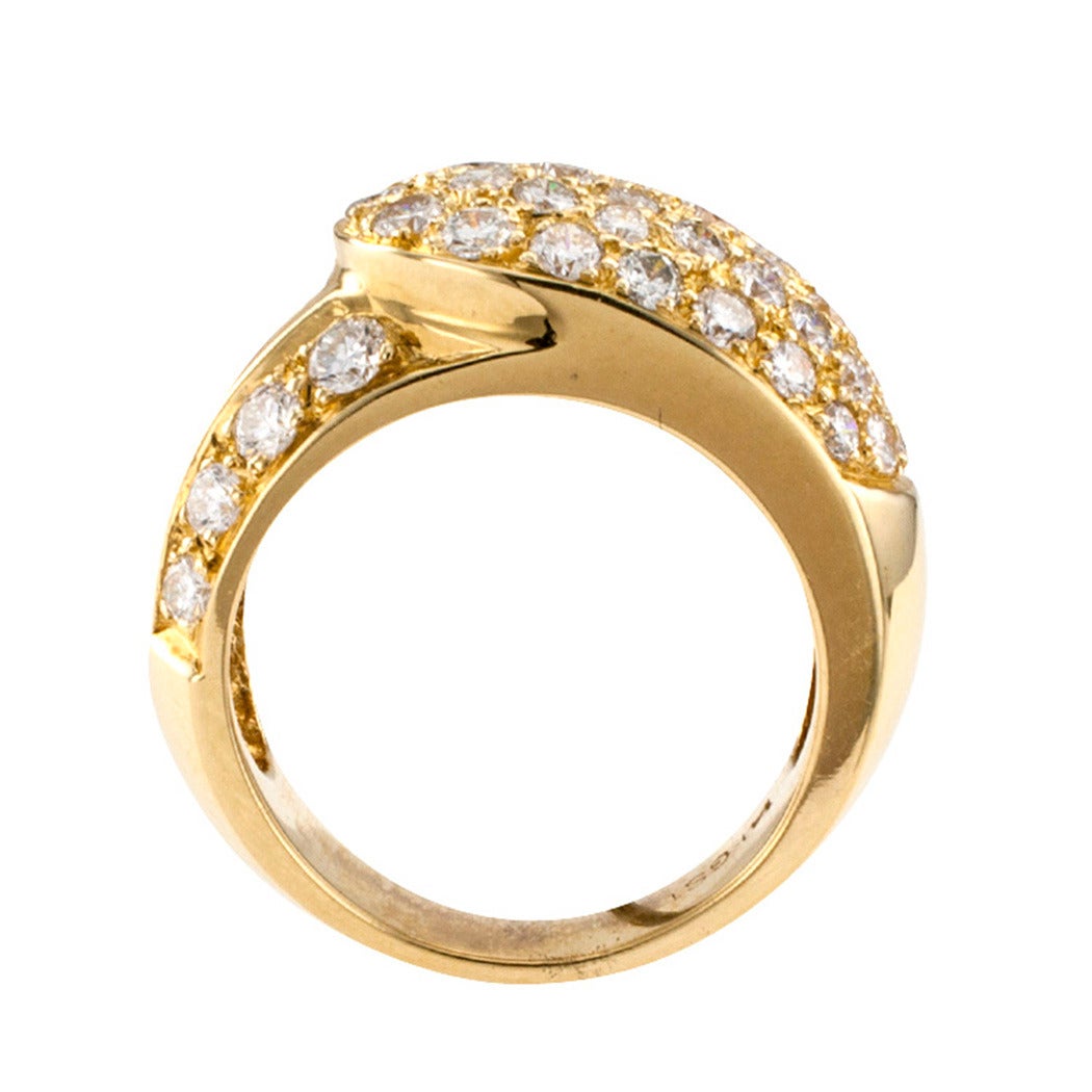 Diamond Pave Gold Buckle Ring In Excellent Condition In Los Angeles, CA