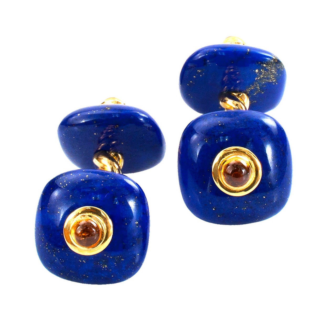 Deakin & Francis Lapis Lazuli and Cirtine Estate Cuff Links

The word sartorial certainly comes to mind with respect to these handsome and tailored cuff links.   The elegant bar bell designs feature four, very rich blue, cushion-shaped lapis