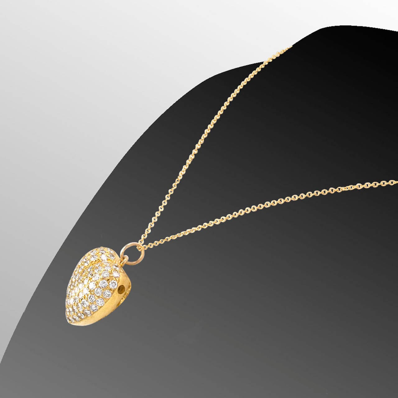 puffed pave heart pendant