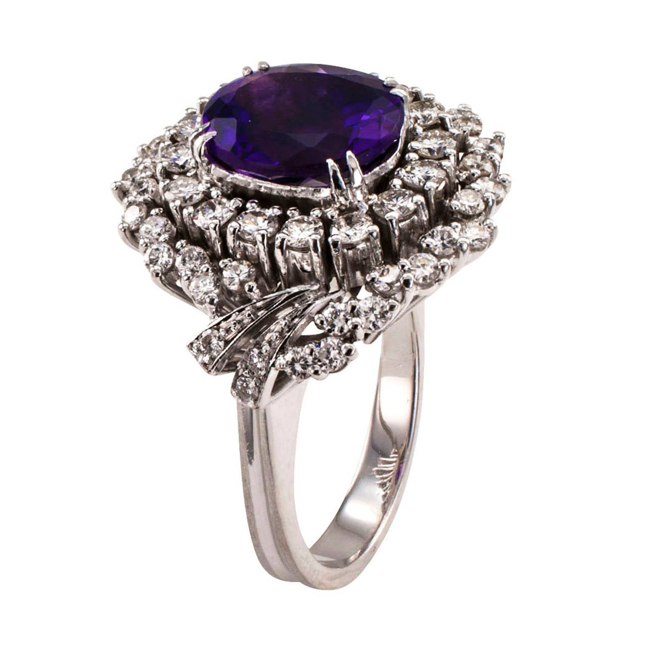 Modern Amethyst Diamond Cocktail Ring