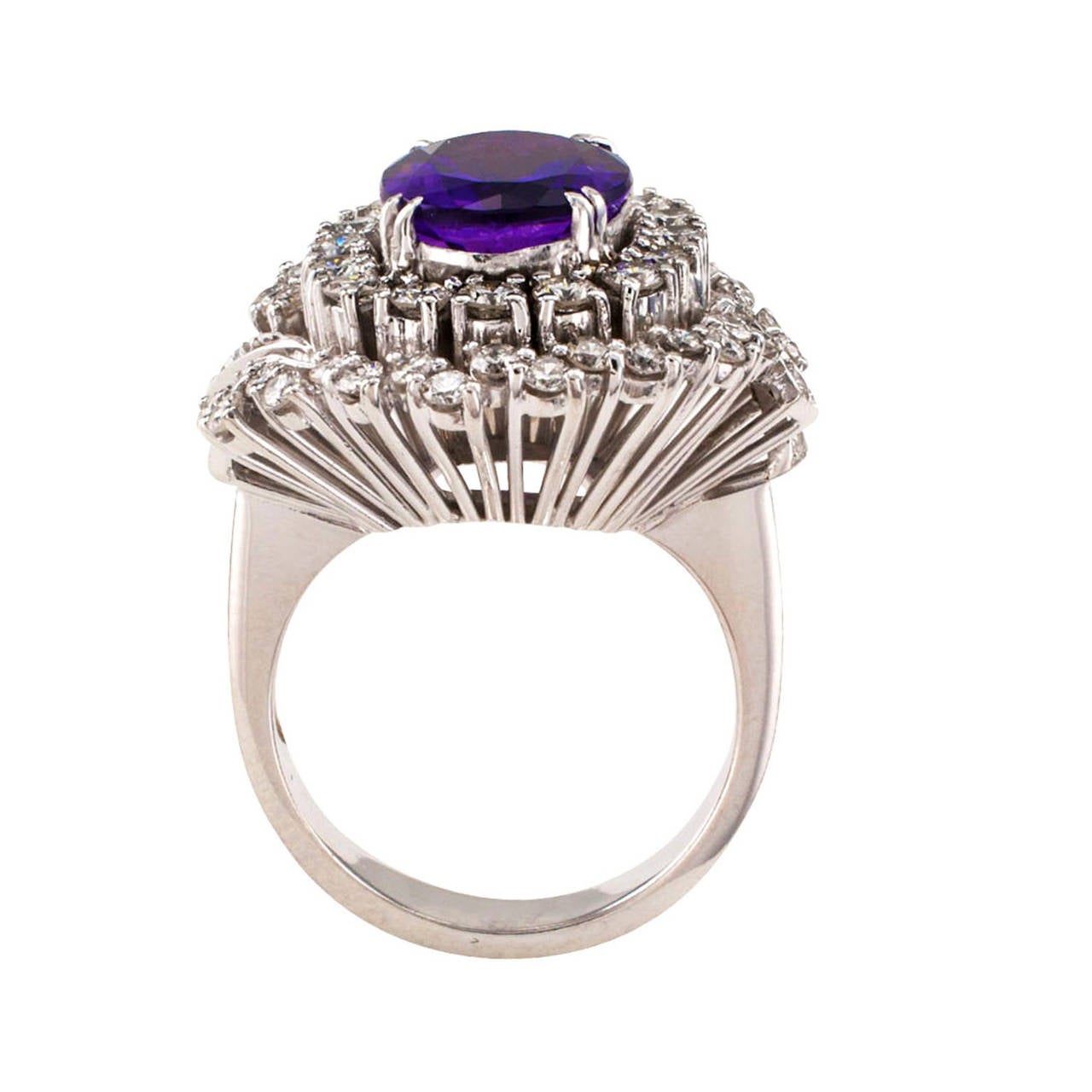 Amethyst Diamond Cocktail Ring In Excellent Condition In Los Angeles, CA