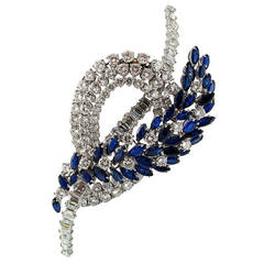 Large 1950s French Sapphire and Diamond Brooch