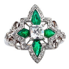 Vintage Edwardian Emerald and Diamond Ring
