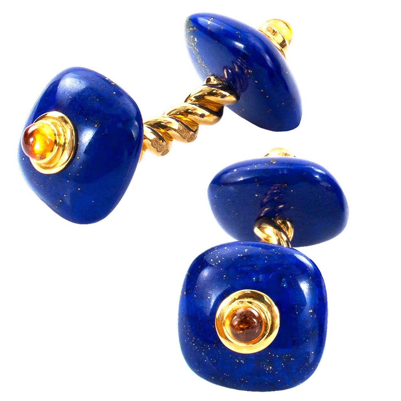 Deakin & Francis Lapis Lazuli Citrine Gold Cufflinks