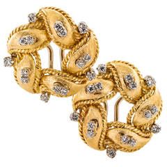 Diamond Gold Button Style Earrings