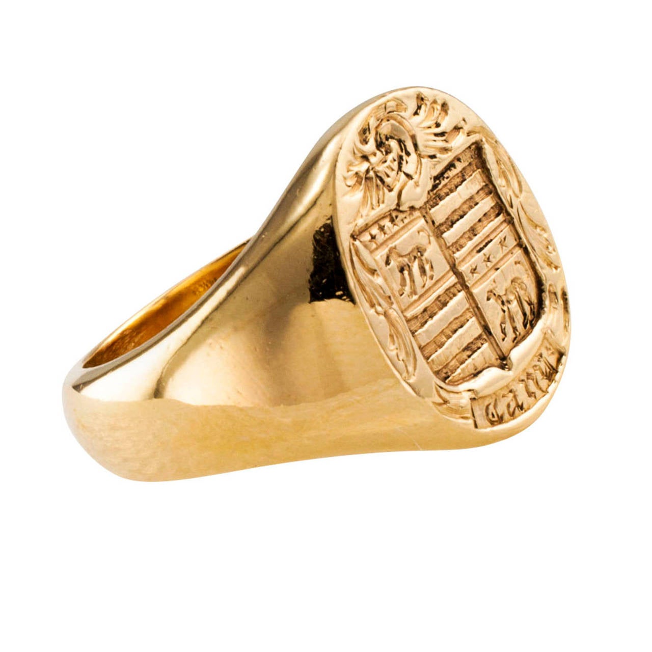 Crest Intaglio Gentleman's Signet Ring

A signet ring is always a sign of a smart and well dressed man.  A man who appreciates that which is classic and traditional, but rare in today's world.  Think of... spit-shined cordovan-color penny loafers