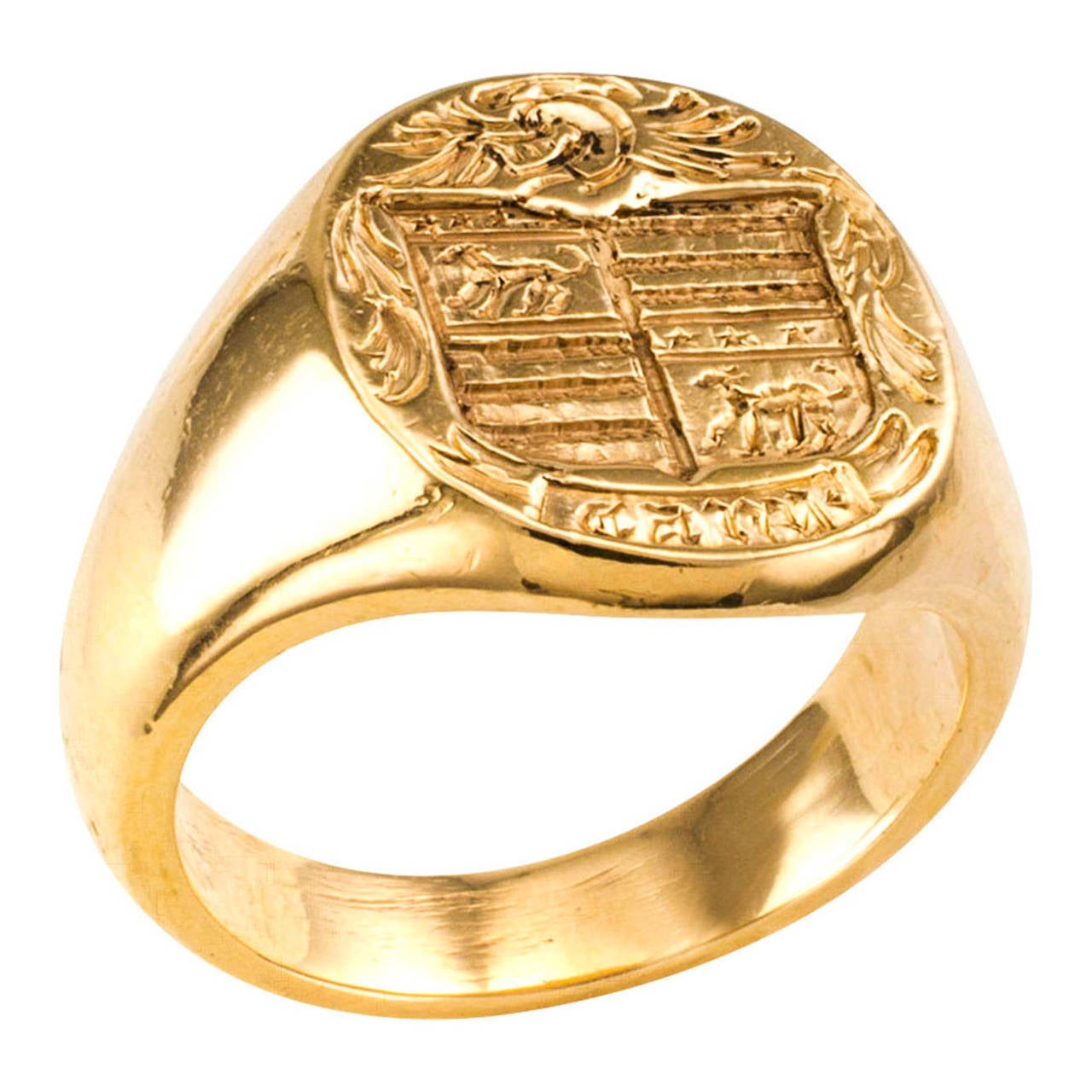 Crest Intaglio Gentleman's Gold Signet Ring