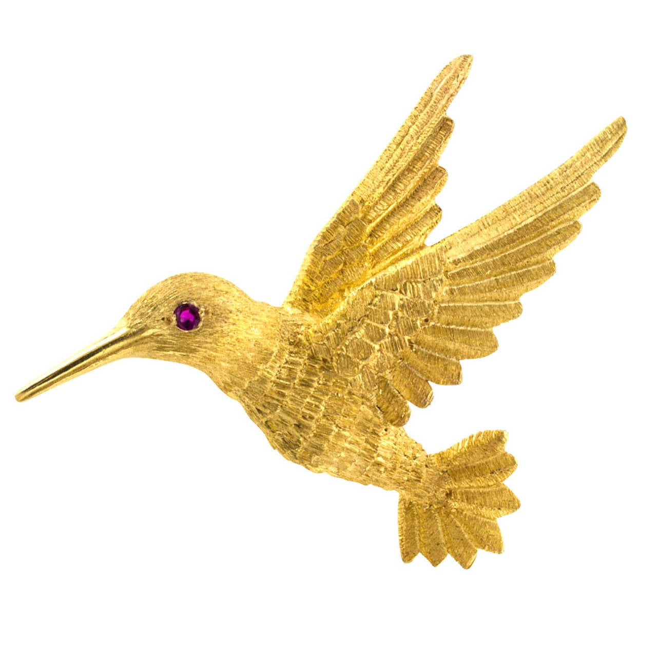Scully and Scully Ruby Gold Hummingbird Brooch