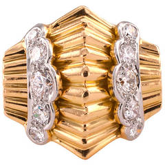 Retro Diamond Gold Platinum Ring 5
