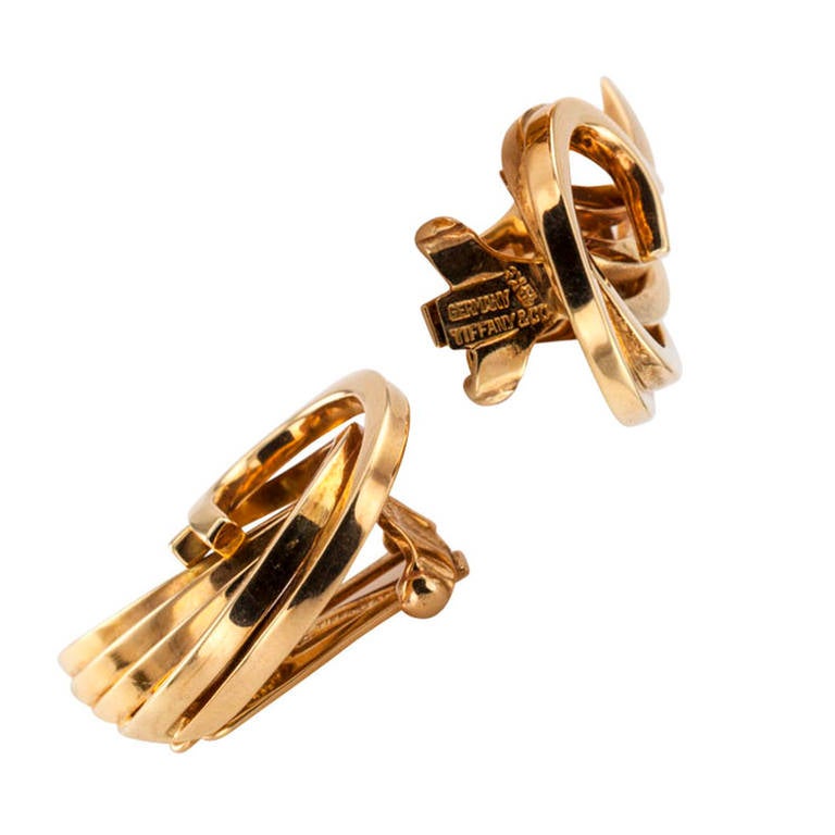 Vintage Tiffany and Co. Gold Ear Clips at 1stDibs