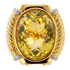 Lemon Citrine and Diamond Ring