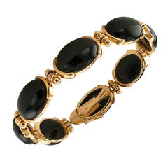 Vintage Gumps Black Jade and Gold Bracelet