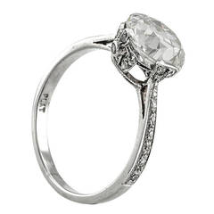 Antique 2.06 Carats Old Mine Cushion Cut Edwardian Engagement Ring