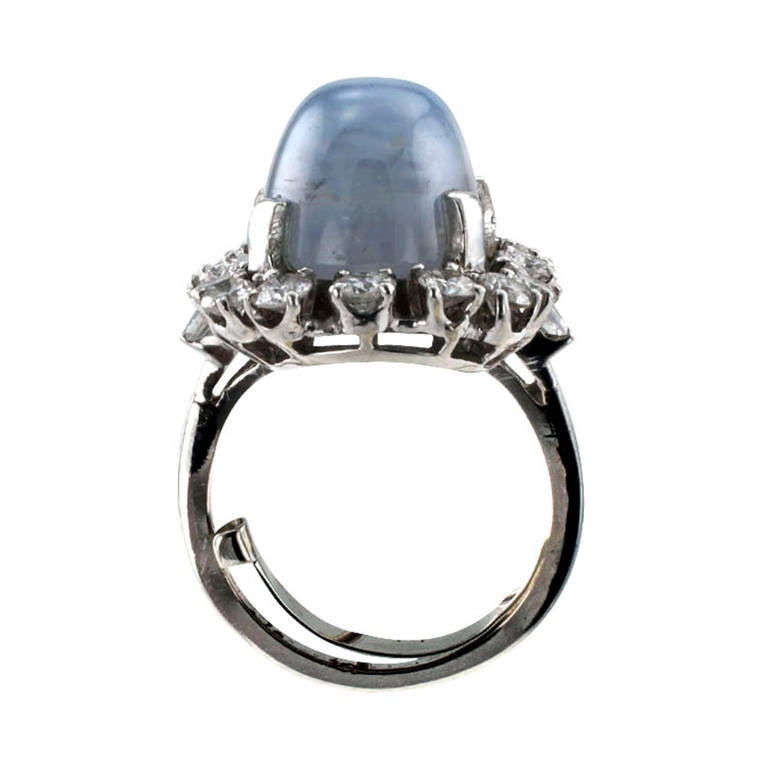 Women's Star Sapphire Diamond Platinum Ring